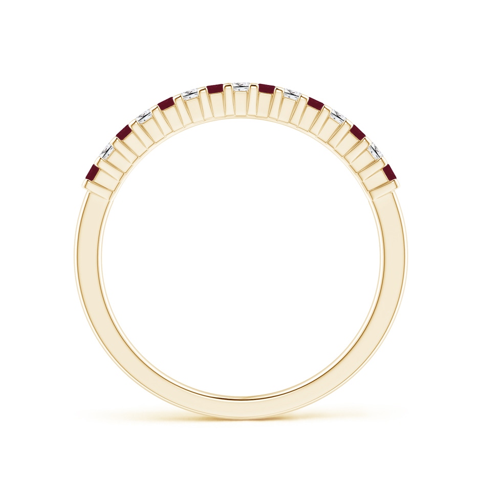 1.5mm A Square Ruby and Princess Diamond Semi Eternity Classic Wedding Ring in 10K Yellow Gold side 199