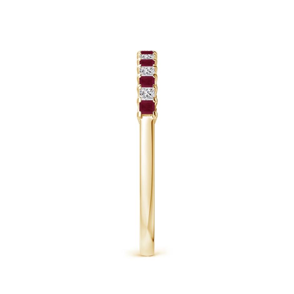 1.5mm A Square Ruby and Princess Diamond Semi Eternity Classic Wedding Ring in 10K Yellow Gold side 299