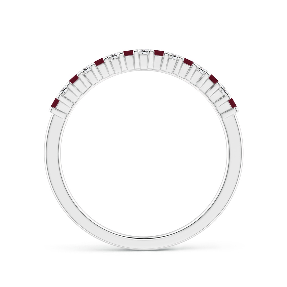 1.5mm A Square Ruby and Princess Diamond Semi Eternity Classic Wedding Ring in White Gold side 199