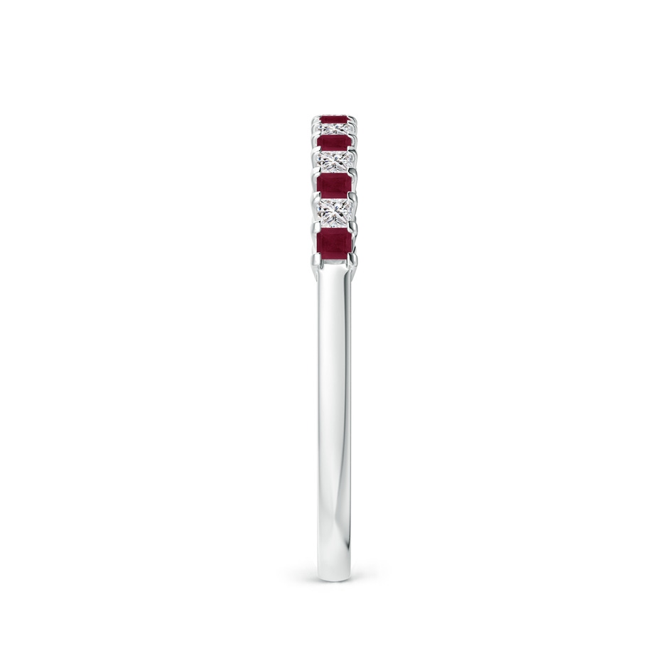 1.5mm A Square Ruby and Princess Diamond Semi Eternity Classic Wedding Ring in White Gold side 299