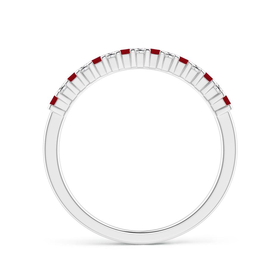 1.5mm AA Square Ruby and Princess Diamond Semi Eternity Classic Wedding Ring in 18K White Gold side 199