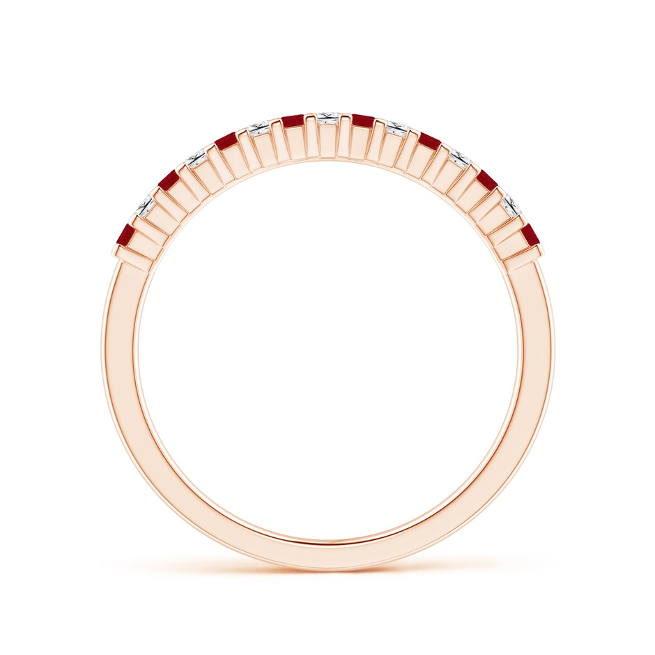 1.5mm AA Square Ruby and Princess Diamond Semi Eternity Classic Wedding Ring in Rose Gold side 199
