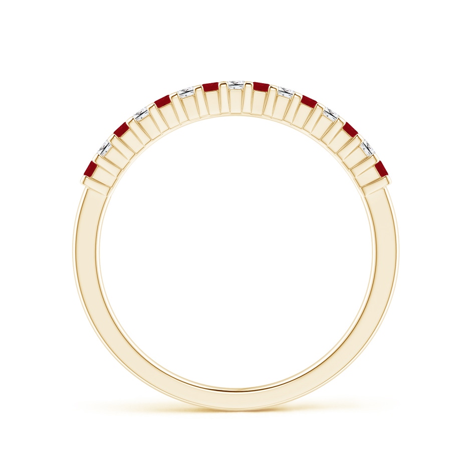1.5mm AA Square Ruby and Princess Diamond Semi Eternity Classic Wedding Ring in Yellow Gold side 199