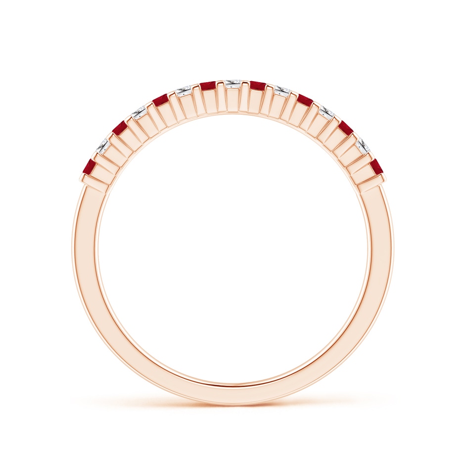1.5mm AAA Square Ruby and Princess Diamond Semi Eternity Classic Wedding Ring in Rose Gold side 199