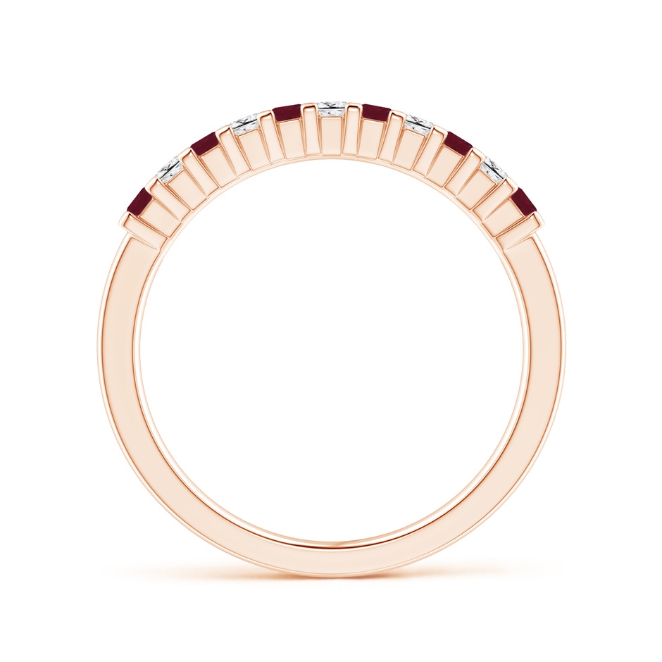 1.9mm A Square Ruby and Princess Diamond Semi Eternity Classic Wedding Ring in Rose Gold side 199