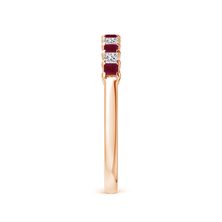 1.9mm A Square Ruby and Princess Diamond Semi Eternity Classic Wedding Ring in Rose Gold side 299