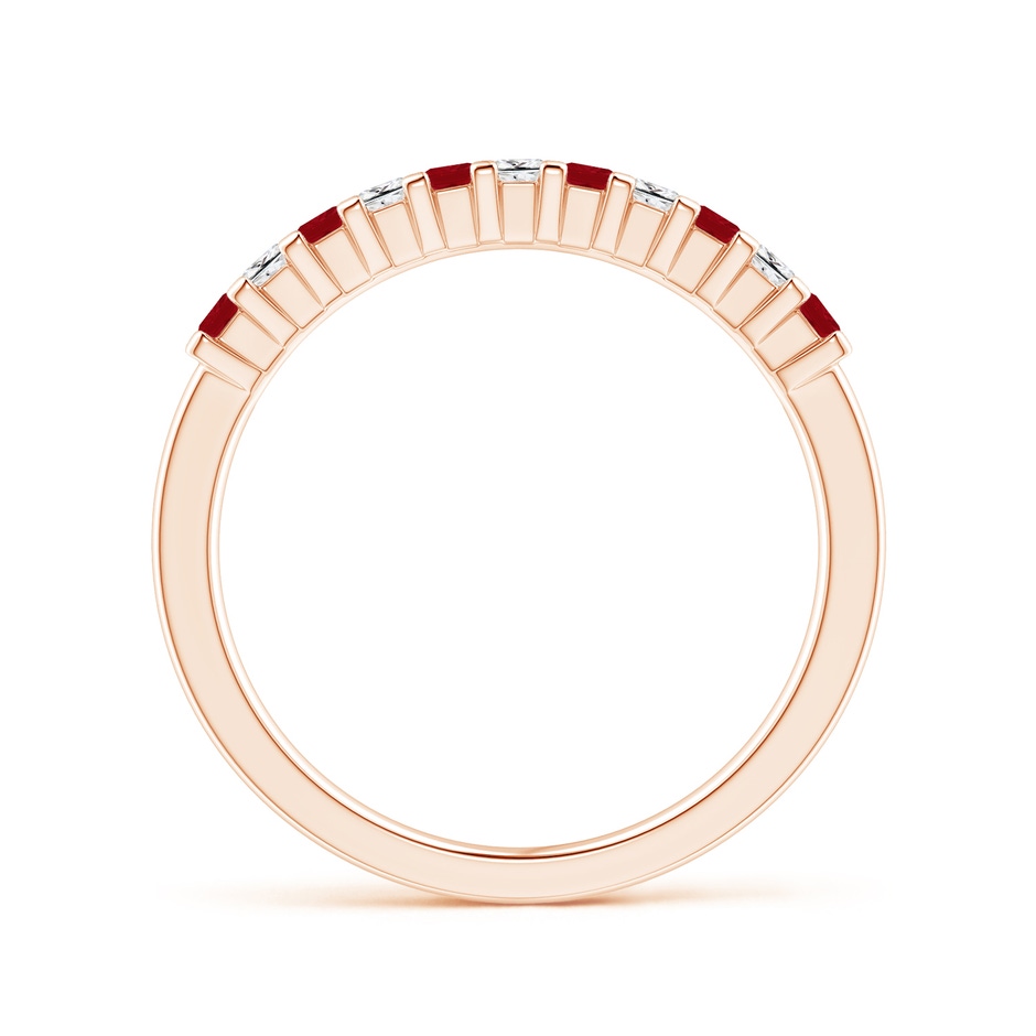 1.9mm AA Square Ruby and Princess Diamond Semi Eternity Classic Wedding Ring in Rose Gold side 199