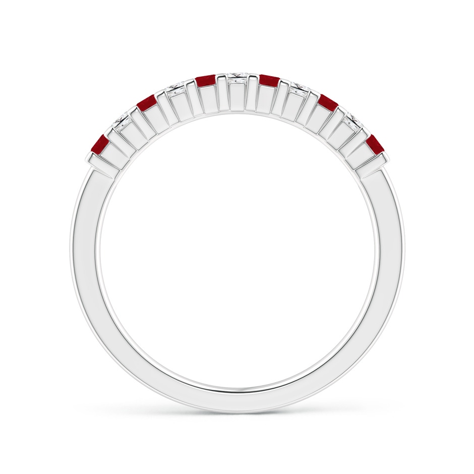 1.9mm AA Square Ruby and Princess Diamond Semi Eternity Classic Wedding Ring in White Gold side 199