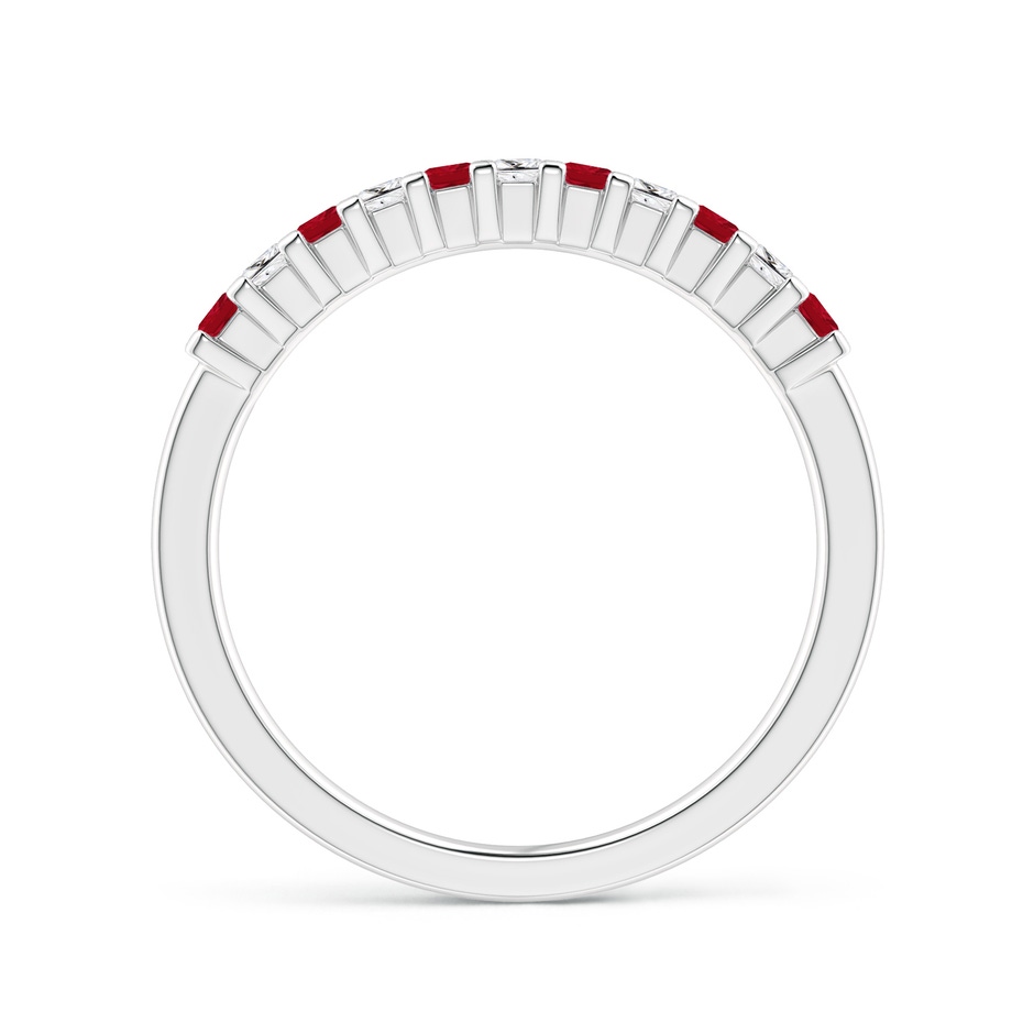1.9mm AAA Square Ruby and Princess Diamond Semi Eternity Classic Wedding Ring in White Gold side 199