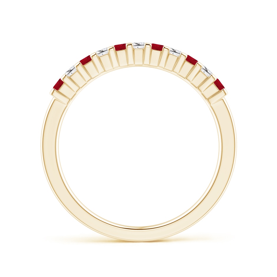 1.9mm AAA Square Ruby and Princess Diamond Semi Eternity Classic Wedding Ring in Yellow Gold side 199