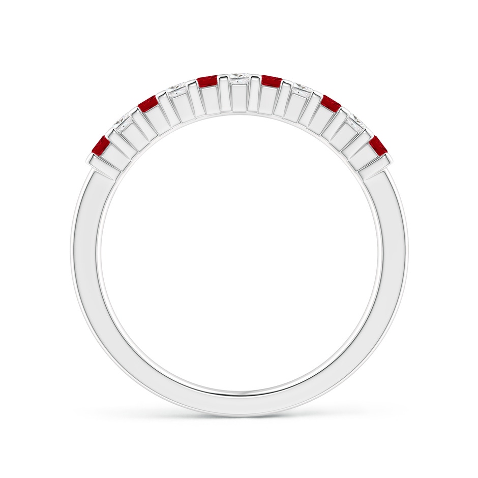 1.9mm AAAA Square Ruby and Princess Diamond Semi Eternity Classic Wedding Ring in White Gold side 199