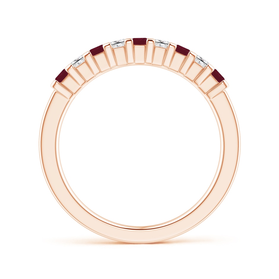 2.2mm A Square Ruby and Princess Diamond Semi Eternity Classic Wedding Ring in Rose Gold side 199