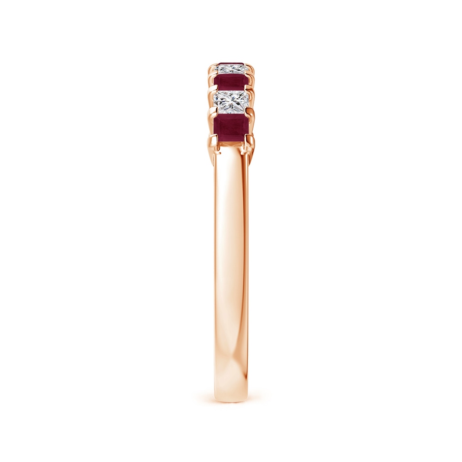 2.2mm A Square Ruby and Princess Diamond Semi Eternity Classic Wedding Ring in Rose Gold side 299