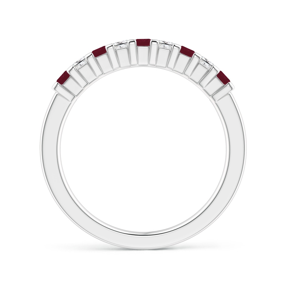 2.2mm A Square Ruby and Princess Diamond Semi Eternity Classic Wedding Ring in White Gold side 199