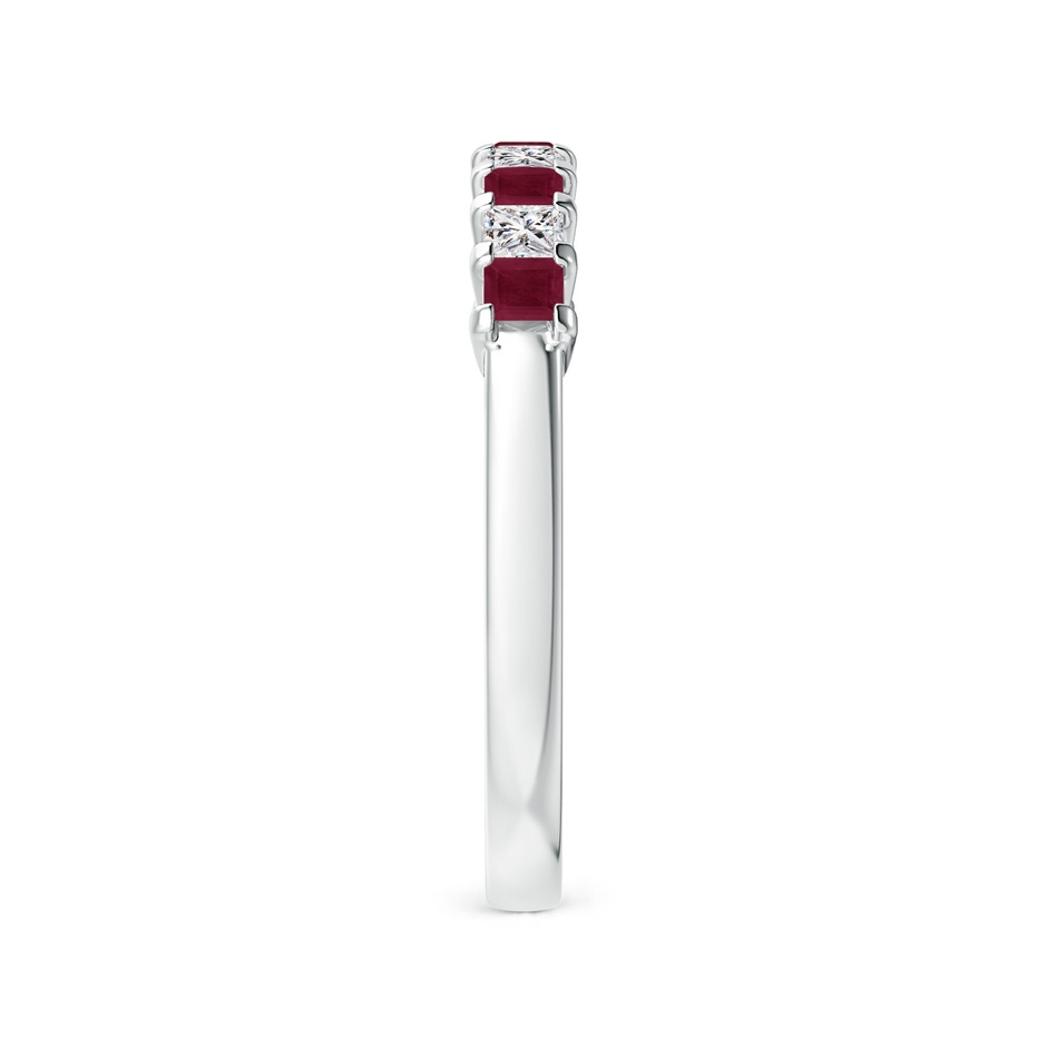2.2mm A Square Ruby and Princess Diamond Semi Eternity Classic Wedding Ring in White Gold side 299
