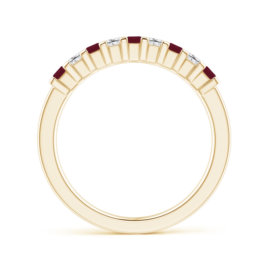 2.2mm A Square Ruby and Princess Diamond Semi Eternity Classic Wedding Ring in Yellow Gold side 199