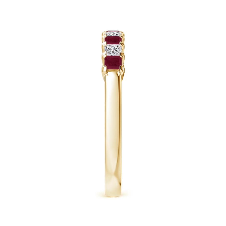 2.2mm A Square Ruby and Princess Diamond Semi Eternity Classic Wedding Ring in Yellow Gold side 299
