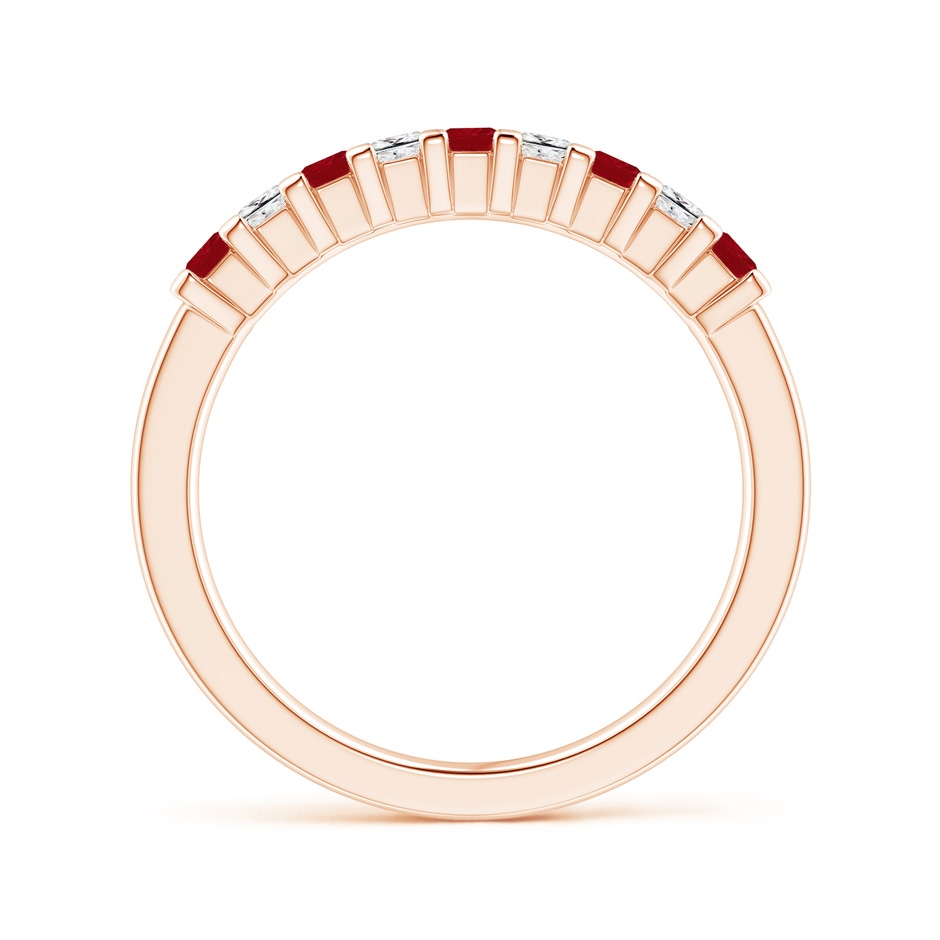2.2mm AA Square Ruby and Princess Diamond Semi Eternity Classic Wedding Ring in Rose Gold side 199