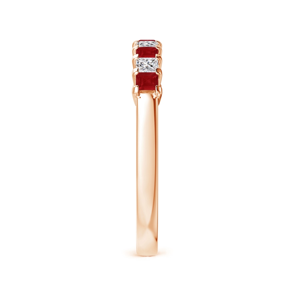 2.2mm AA Square Ruby and Princess Diamond Semi Eternity Classic Wedding Ring in Rose Gold side 299