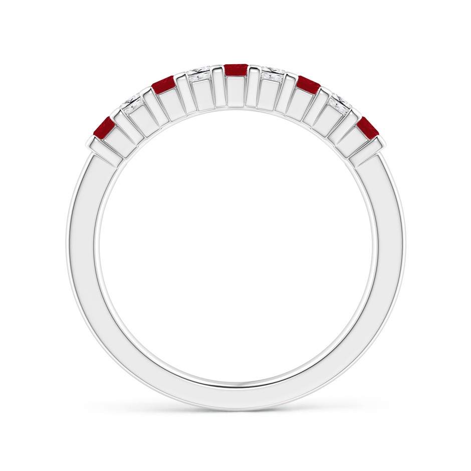 2.2mm AA Square Ruby and Princess Diamond Semi Eternity Classic Wedding Ring in White Gold side 199
