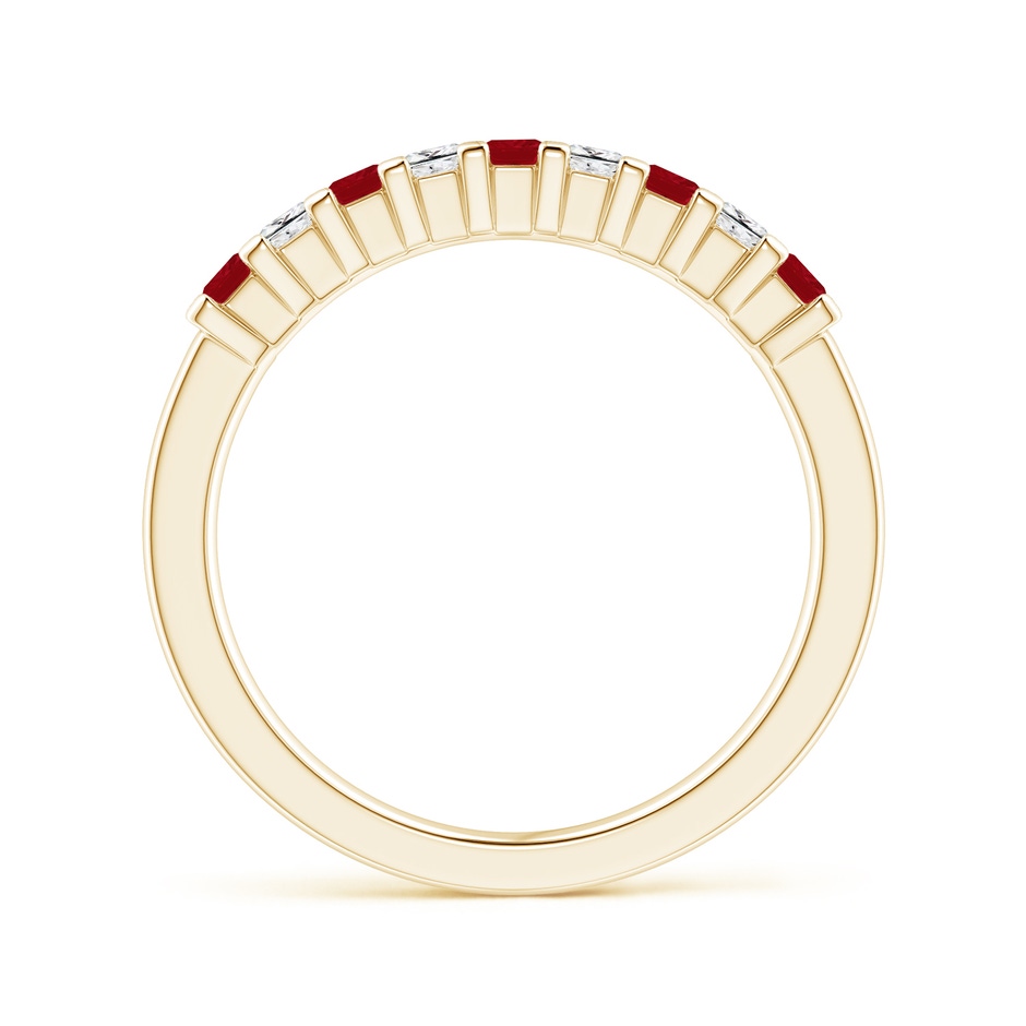 2.2mm AA Square Ruby and Princess Diamond Semi Eternity Classic Wedding Ring in Yellow Gold side 199
