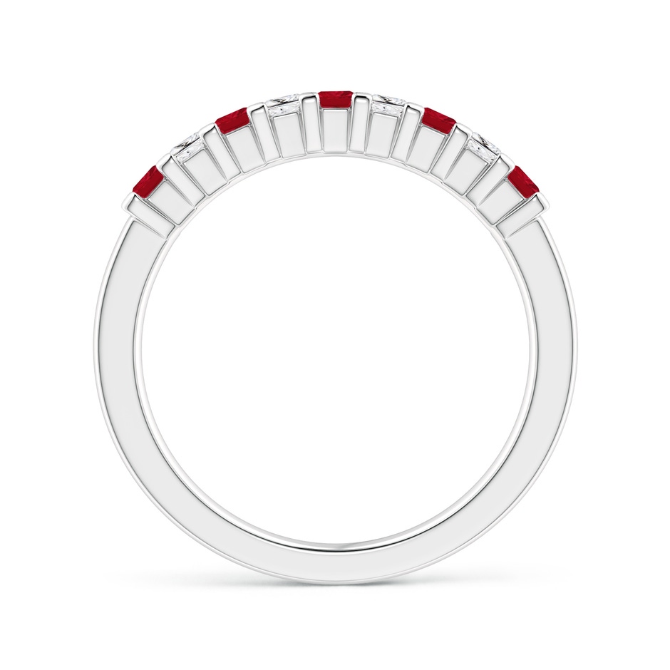 2.2mm AAA Square Ruby and Princess Diamond Semi Eternity Classic Wedding Ring in White Gold side 199