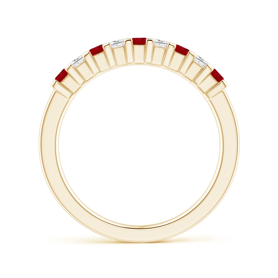 2.2mm AAAA Square Ruby and Princess Diamond Semi Eternity Classic Wedding Ring in Yellow Gold side 199