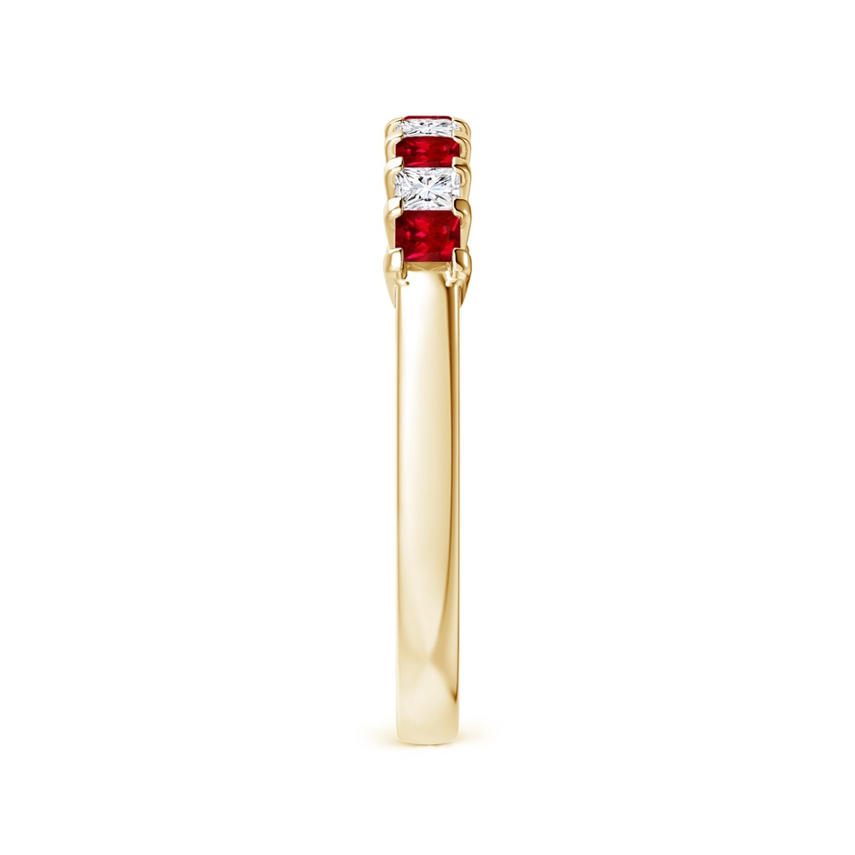 2.2mm AAAA Square Ruby and Princess Diamond Semi Eternity Classic Wedding Ring in Yellow Gold side 299