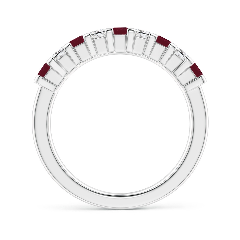 2.6mm A Square Ruby and Princess Diamond Semi Eternity Classic Wedding Ring in P950 Platinum side 199