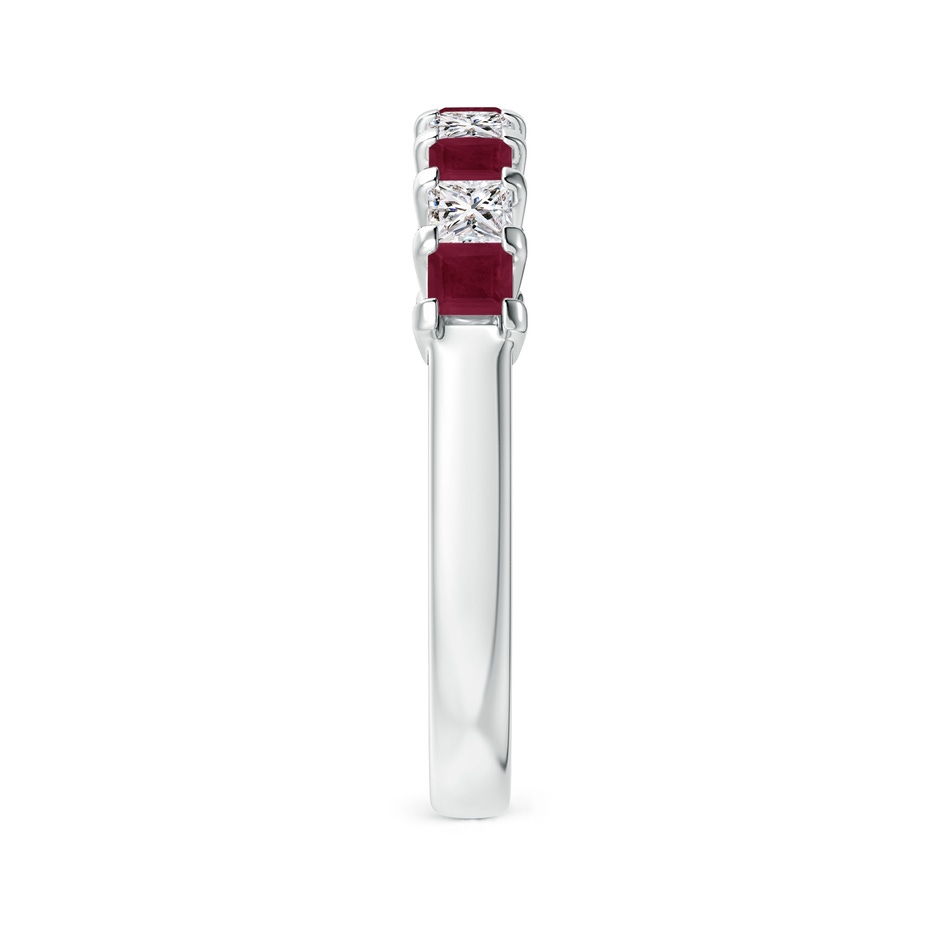 2.6mm A Square Ruby and Princess Diamond Semi Eternity Classic Wedding Ring in P950 Platinum side 299