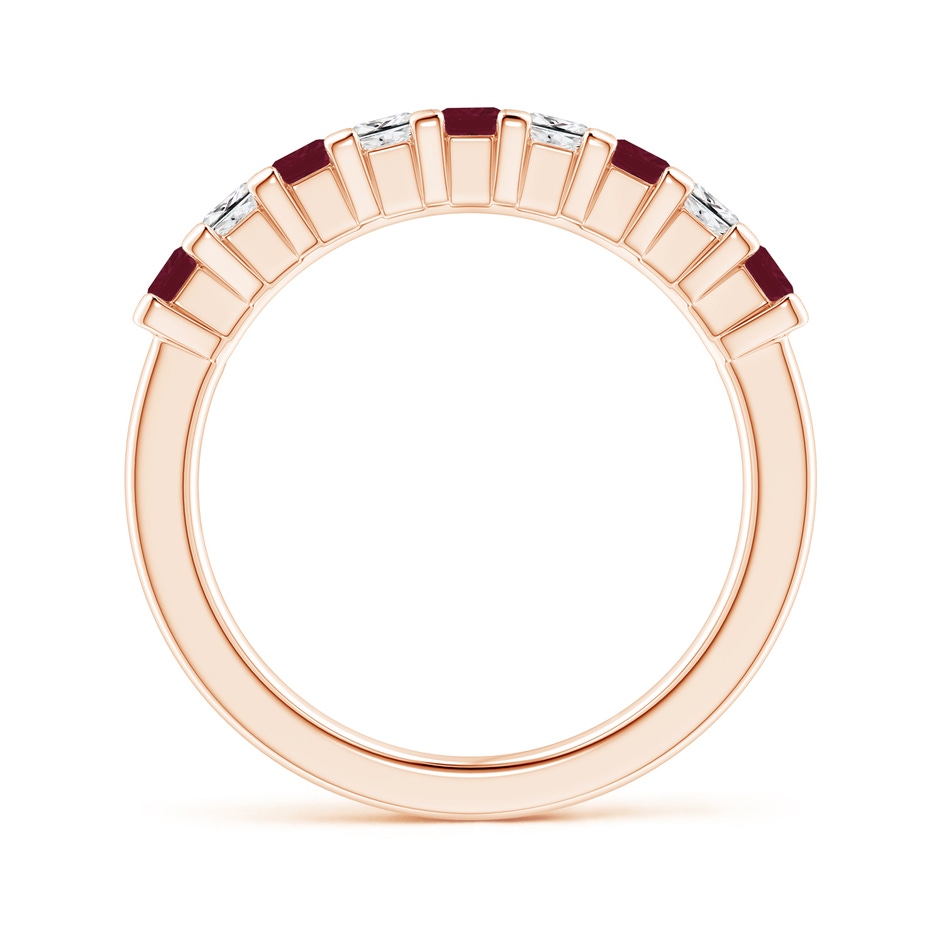 2.6mm A Square Ruby and Princess Diamond Semi Eternity Classic Wedding Ring in Rose Gold side 199