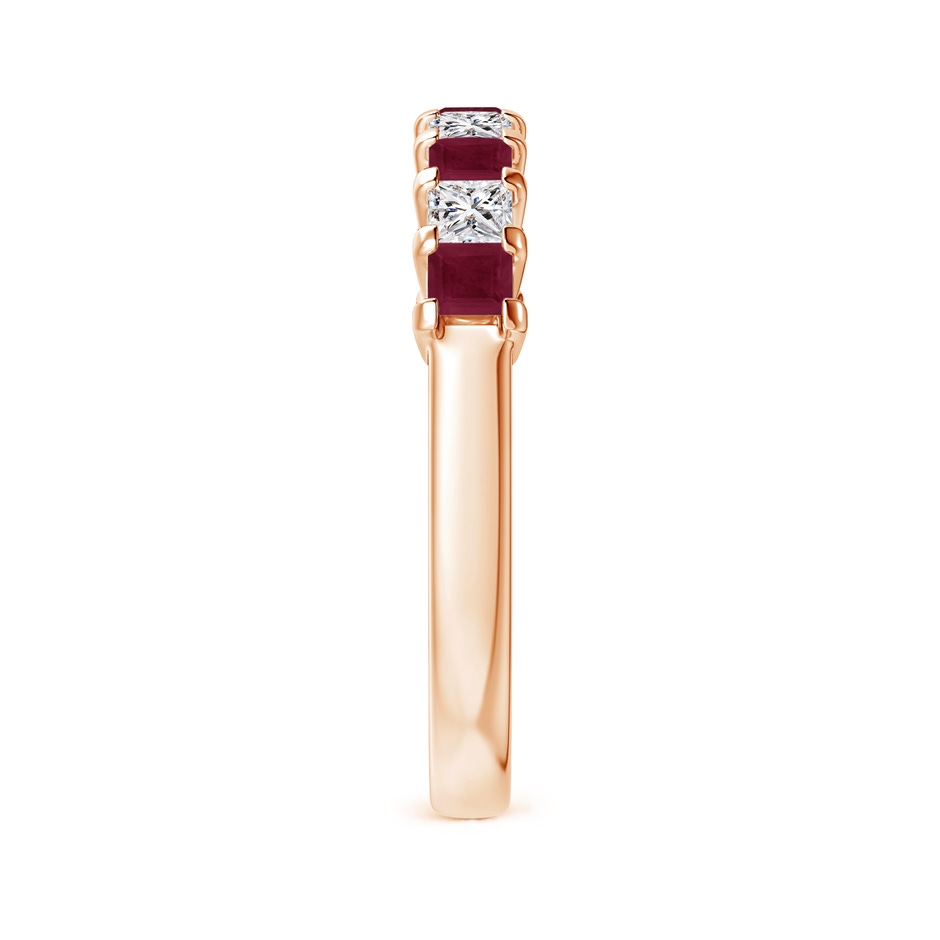 2.6mm A Square Ruby and Princess Diamond Semi Eternity Classic Wedding Ring in Rose Gold side 299