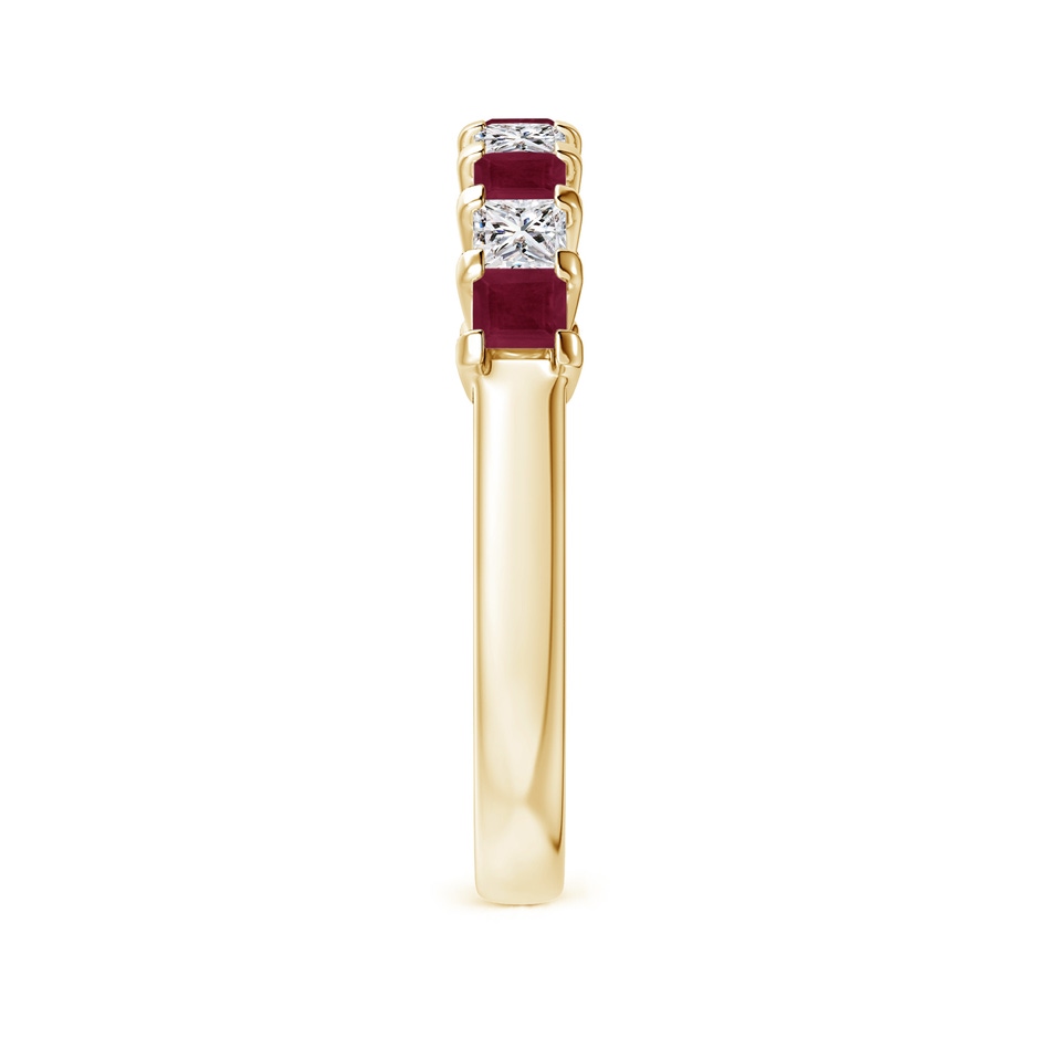 2.6mm A Square Ruby and Princess Diamond Semi Eternity Classic Wedding Ring in Yellow Gold side 299