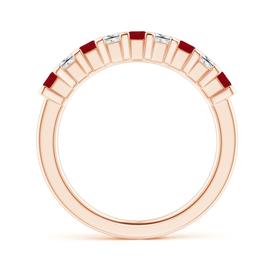 2.6mm AA Square Ruby and Princess Diamond Semi Eternity Classic Wedding Ring in Rose Gold side 199