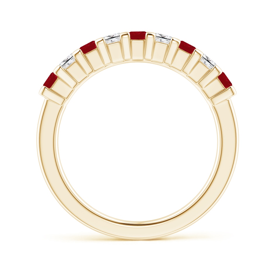 2.6mm AA Square Ruby and Princess Diamond Semi Eternity Classic Wedding Ring in Yellow Gold side 199
