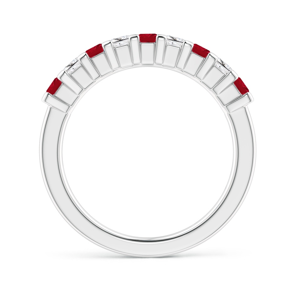 2.6mm AAA Square Ruby and Princess Diamond Semi Eternity Classic Wedding Ring in 18K White Gold side 199