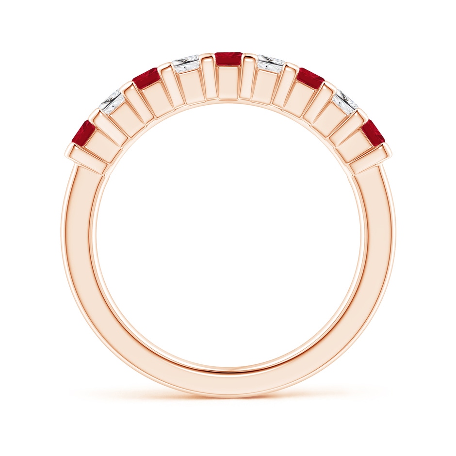 2.6mm AAA Square Ruby and Princess Diamond Semi Eternity Classic Wedding Ring in Rose Gold side 199