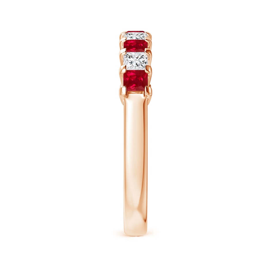 2.6mm AAA Square Ruby and Princess Diamond Semi Eternity Classic Wedding Ring in Rose Gold side 299