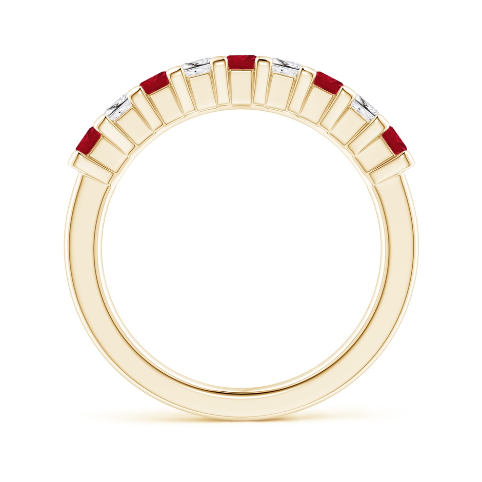 2.6mm AAA Square Ruby and Princess Diamond Semi Eternity Classic Wedding Ring in Yellow Gold side 199