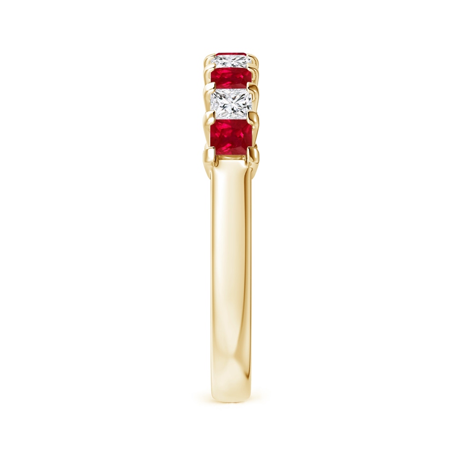 2.6mm AAA Square Ruby and Princess Diamond Semi Eternity Classic Wedding Ring in Yellow Gold side 299