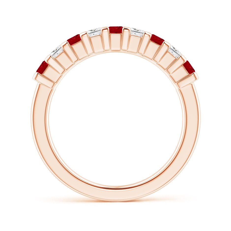 2.6mm AAAA Square Ruby and Princess Diamond Semi Eternity Classic Wedding Ring in Rose Gold side 199