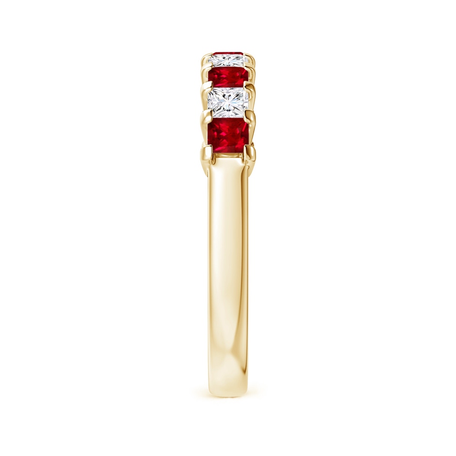 2.6mm AAAA Square Ruby and Princess Diamond Semi Eternity Classic Wedding Ring in Yellow Gold side 299