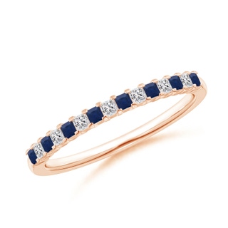 1.5mm A Blue Sapphire and Diamond Semi Eternity Classic Wedding Ring in 9K Rose Gold