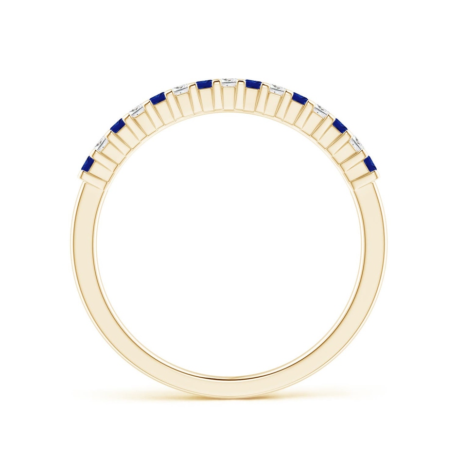 1.5mm AAAA Blue Sapphire and Diamond Semi Eternity Classic Wedding Ring in Yellow Gold side 199