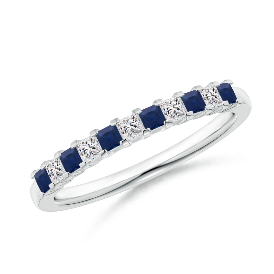 1.9mm A Blue Sapphire and Diamond Semi Eternity Classic Wedding Ring in P950 Platinum 