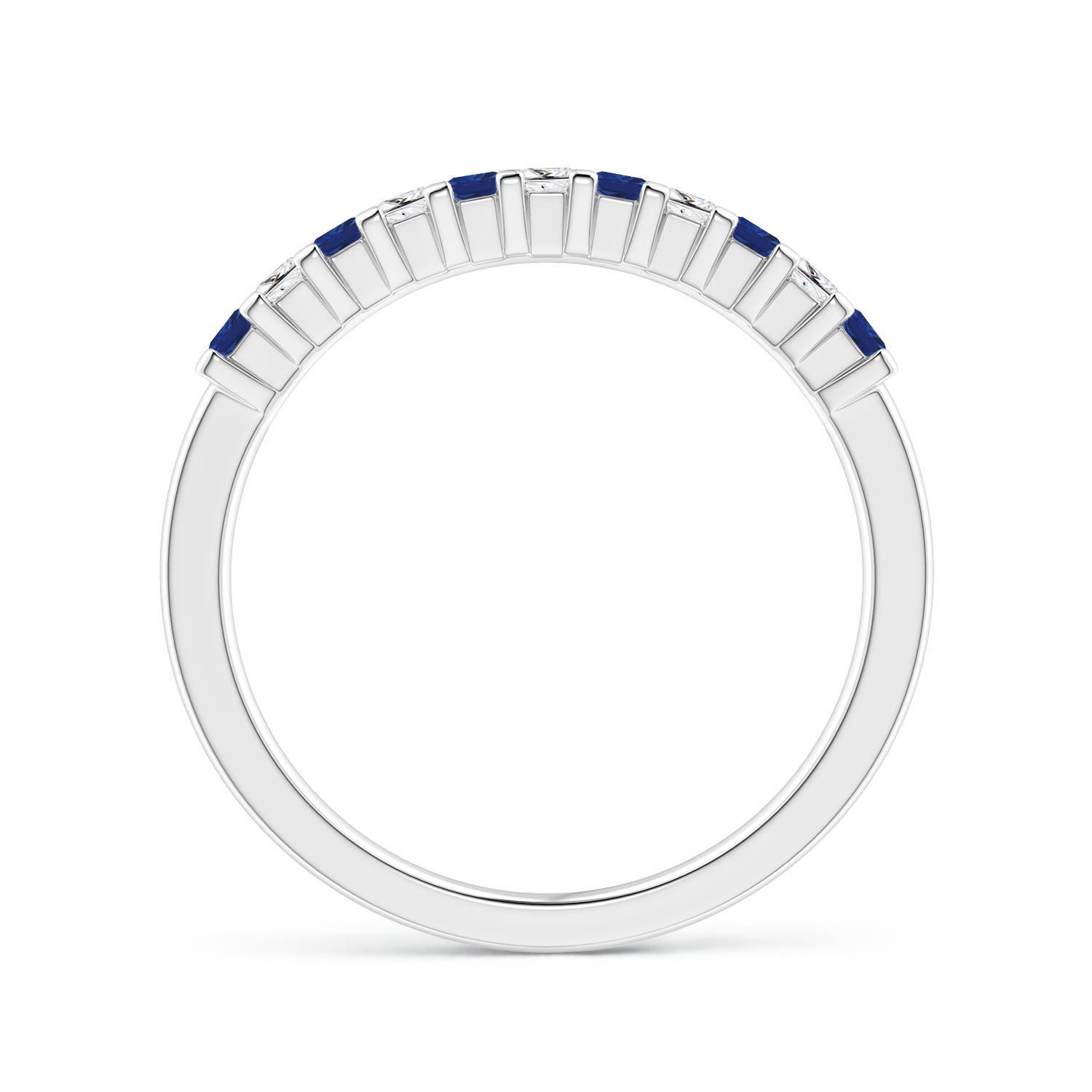 1.9mm AAA Blue Sapphire and Diamond Semi Eternity Classic Wedding Ring in 18K White Gold - side 3