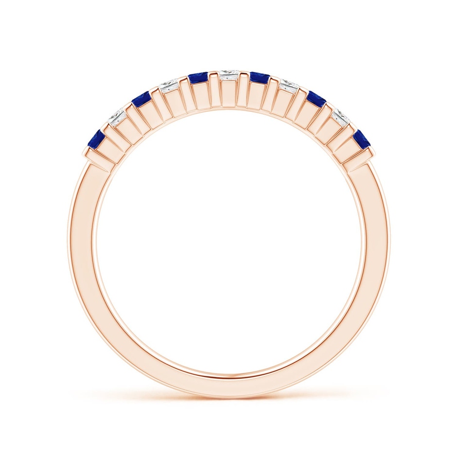 1.9mm AAAA Blue Sapphire and Diamond Semi Eternity Classic Wedding Ring in 18K Rose Gold side 199