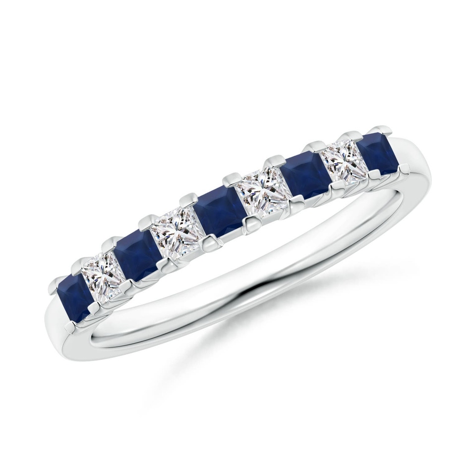 2.2mm A Blue Sapphire and Diamond Semi Eternity Classic Wedding Ring in P950 Platinum 
