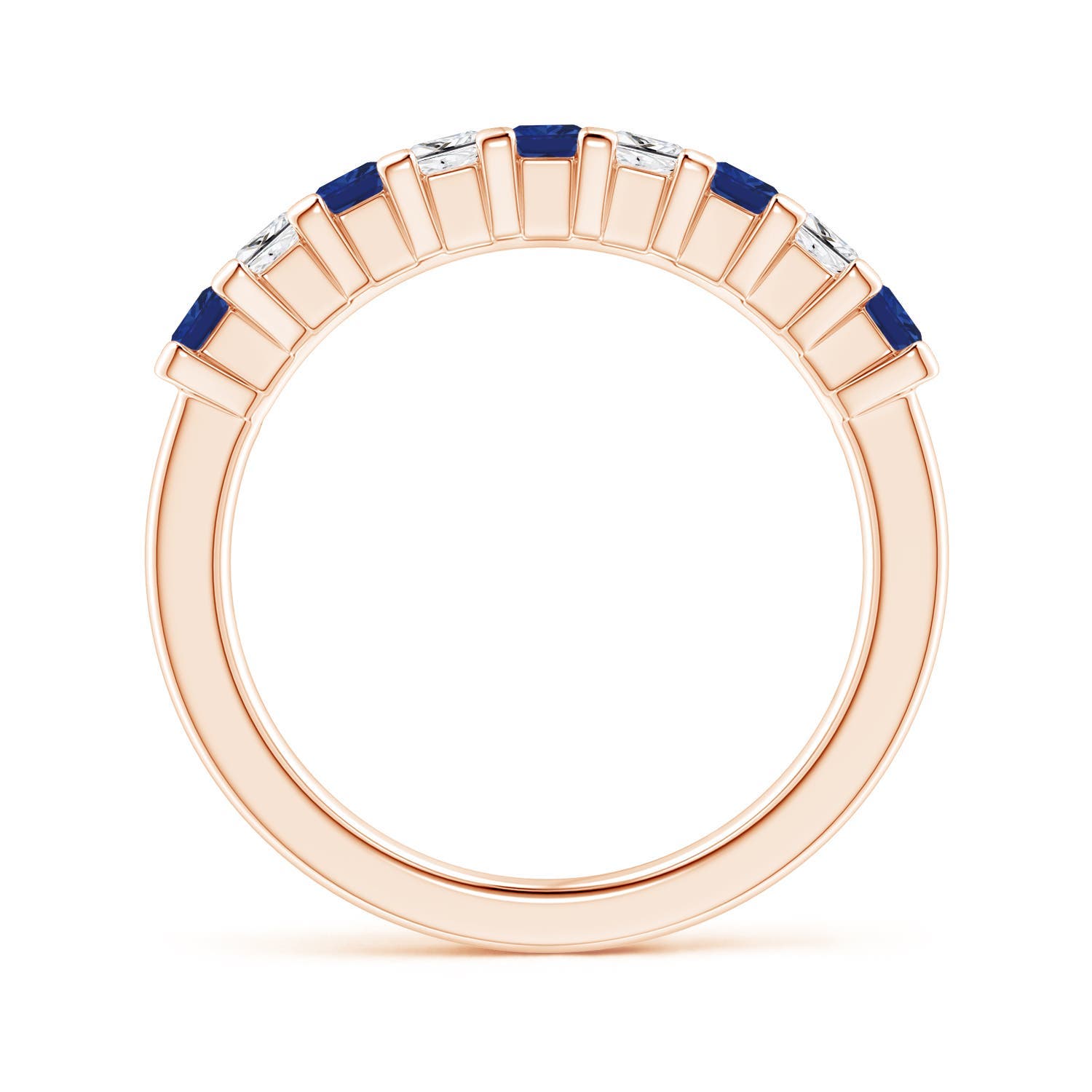 Angara Natural Blue Sapphire and Diamond Wedding Ring in 14K Solid Gold (2.6MM) - Bild 35 von 44