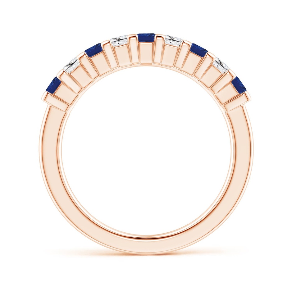 2.6mm AAA Blue Sapphire and Diamond Semi Eternity Classic Wedding Ring in Rose Gold side 199